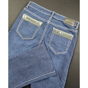 Tru Luxe Jeans Womens 6 Dark Wash Bootcut Embellished Pocket Stretch T0213B